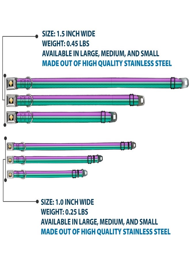 Buckle Down Buckle-Down Dog Collar Seatbelt Buckle Little Mermaid Stripe Shell Purple Green Gold 11 to 17 Inches 1.0 Inch Wide - Image 3