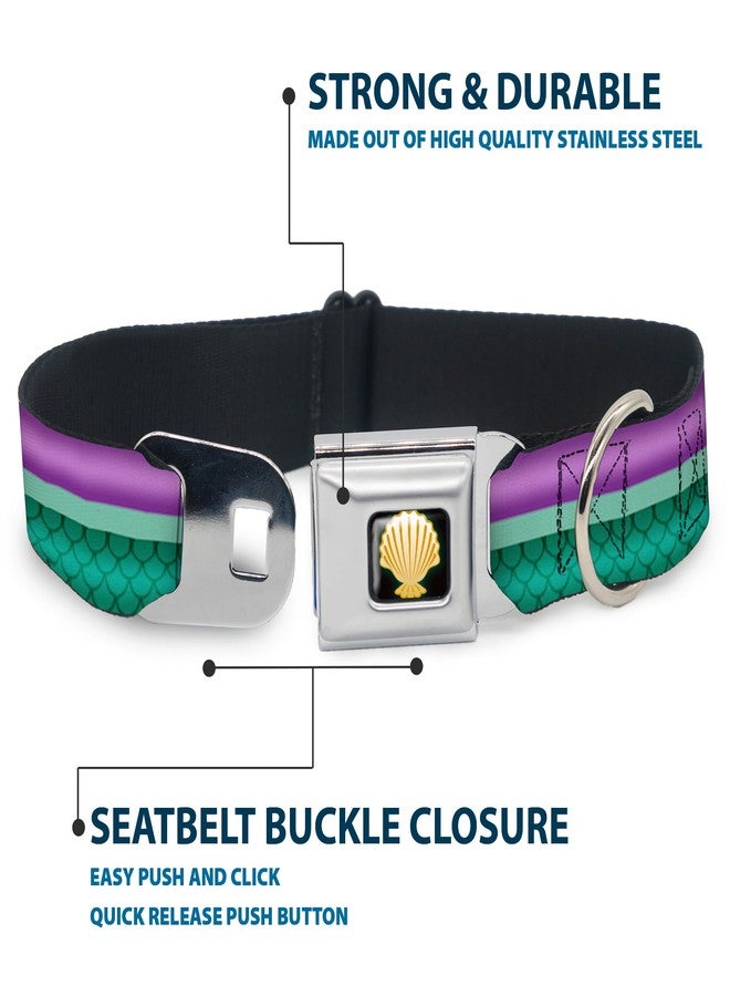 Buckle Down Buckle-Down Dog Collar Seatbelt Buckle Little Mermaid Stripe Shell Purple Green Gold 11 to 17 Inches 1.0 Inch Wide - Image 4