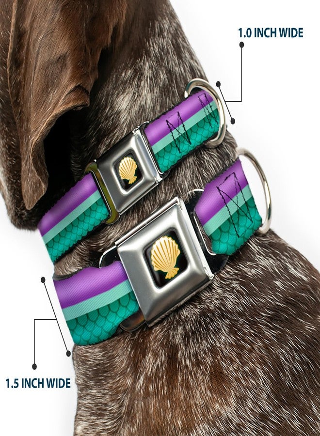 Buckle Down Buckle-Down Dog Collar Seatbelt Buckle Little Mermaid Stripe Shell Purple Green Gold 11 to 17 Inches 1.0 Inch Wide - Image 2