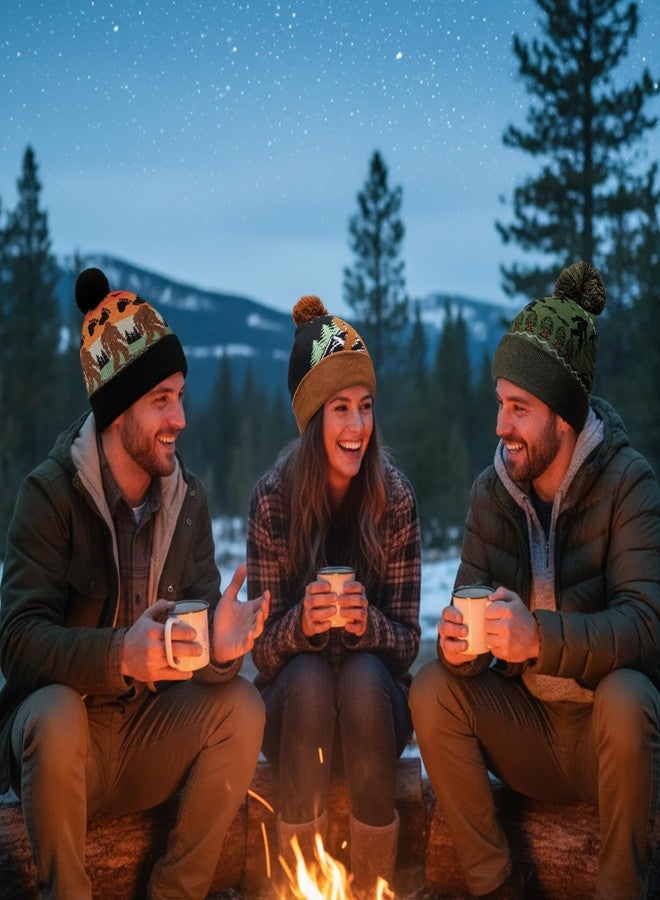 Berlune 3 Pcs Sasquatch Winter Beanie Hat for Men Winter Knit Cuffed Beanie for Men Women Warm Christmas Outdoor Gifts, Multicolor, One size - Image 2