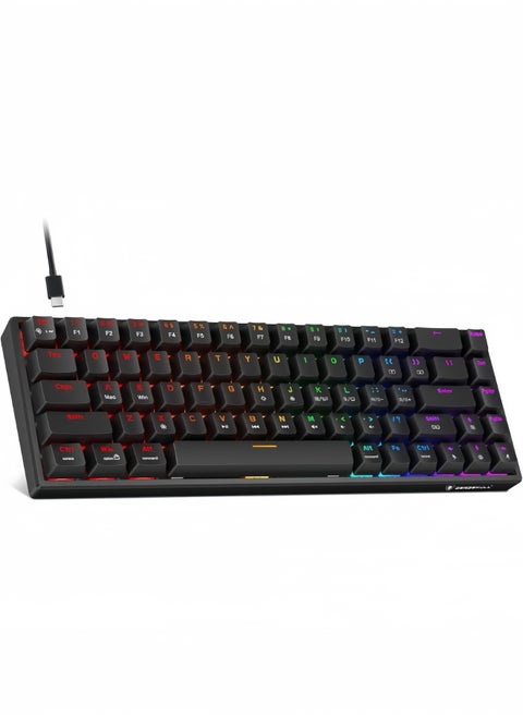 MK005PRO Portable 60% Mechanical Gaming Keyboard, LED Backlit Compact 68 Keys Mini Wired Gaming Keyboard