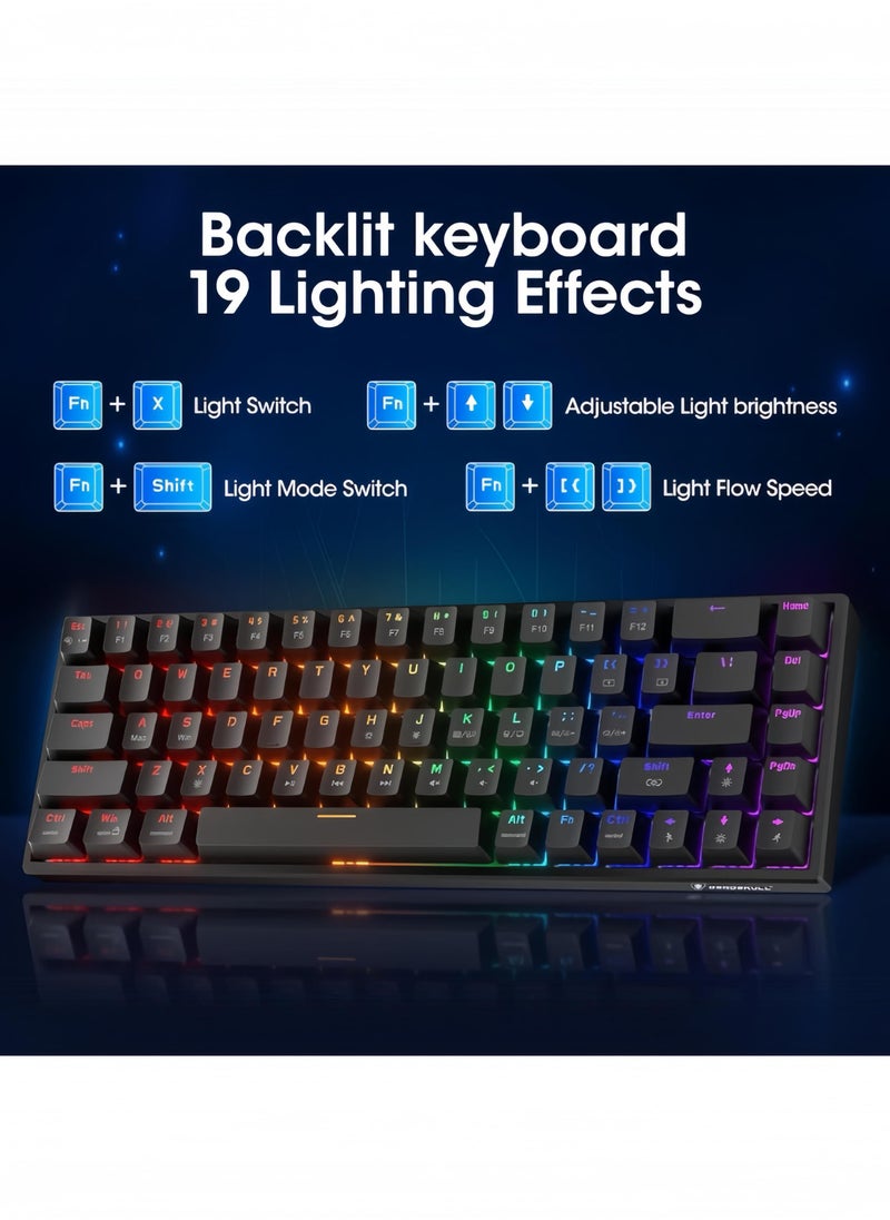 MK005PRO Portable 60% Mechanical Gaming Keyboard, LED Backlit Compact 68 Keys Mini Wired Gaming Keyboard