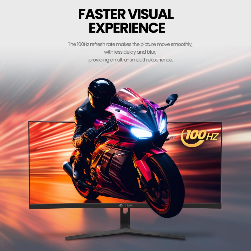CRUA 30Inch Ultrawide Curved Monitor, 21:9 FHD(2560x1080P) VA Computer Monitor, 120% sRGB 100HZ 1500R PC Monitors Support FreeSync, Wall-Mounted, with HDMI/DP Display Port-Black - Image 5