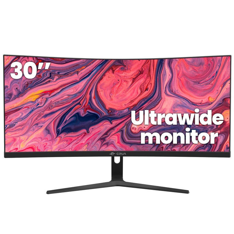 CRUA 30Inch Ultrawide Curved Monitor, 21:9 FHD(2560x1080P) VA Computer Monitor, 120% sRGB 100HZ 1500R PC Monitors Support FreeSync, Wall-Mounted, with HDMI/DP Display Port-Black - Image 1