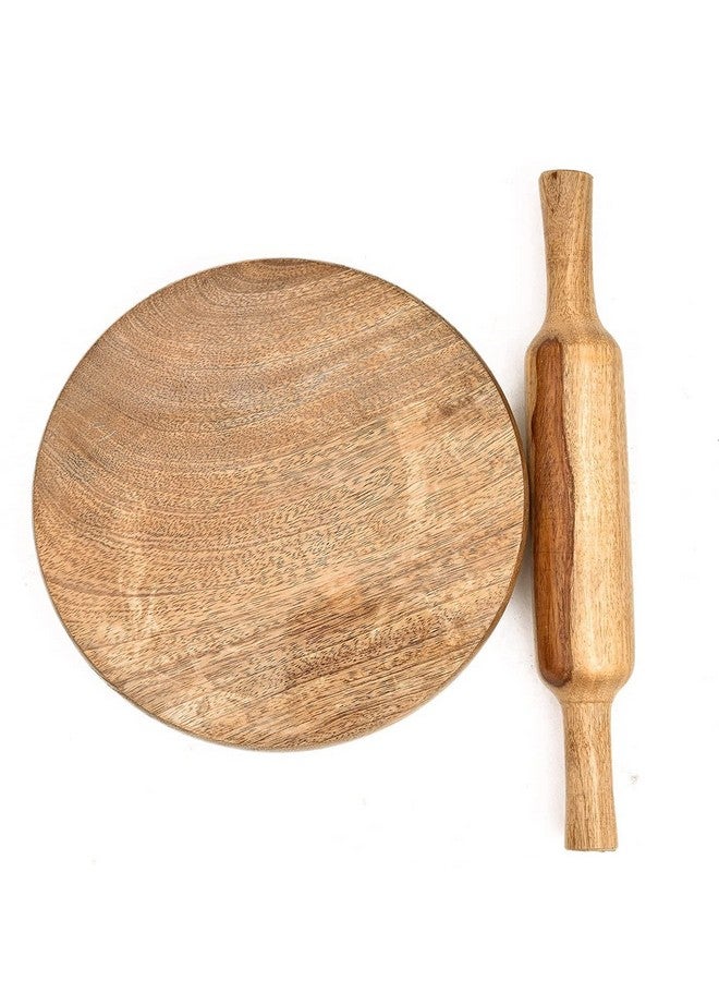 KC Wooden Chakla Belan Set (Chakla -10inch Diameter & Belan-12 inch) Roti Maker for Home & Kitchen (Brown) - Image 1