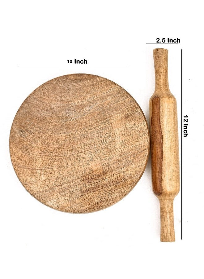 KC Wooden Chakla Belan Set (Chakla -10inch Diameter & Belan-12 inch) Roti Maker for Home & Kitchen (Brown) - Image 3