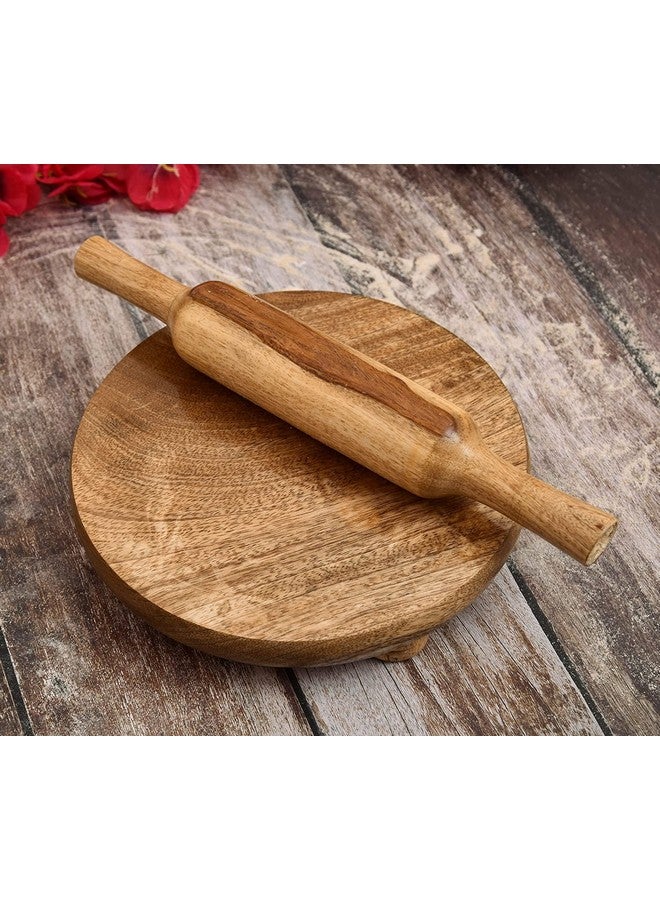 KC Wooden Chakla Belan Set (Chakla -10inch Diameter & Belan-12 inch) Roti Maker for Home & Kitchen (Brown) - Image 2