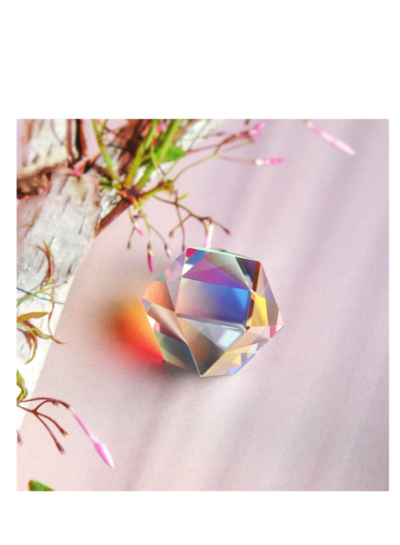 SOLARAE Color Crystal Faceted, Optical Prism Beam Splitter Light, Science Education Figurine, Refracting Photography Science Glass Prisms, Beautiful Addition, Gift for Birthday, Valentine's Day - Image 3
