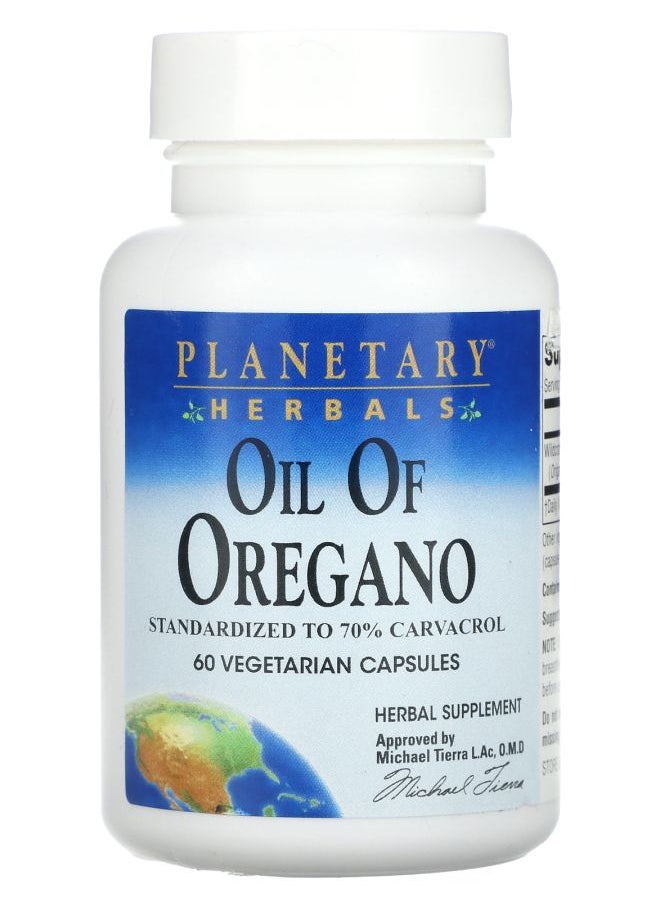PLANETARY HERBALS Oil of Oregano 60 Vegetarian Capsules 