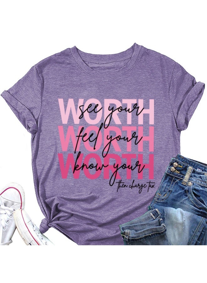Women's Graphic T Shirts Casual Funny Printed Short Sleeve Undershirts Crewneck Summer Shirts for Women - Image 2