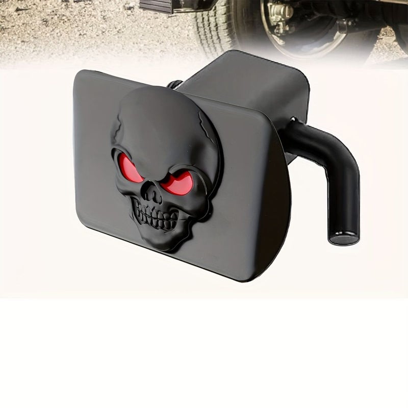 1pc Curved Surface Anchor Black Skull Metal 3D Emblem Mounting Bracket Cover with Locking Pin Suitable for 2 Inch Receivers - Image 1