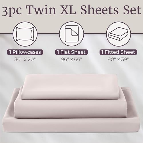 Lavish Home Brushed Microfiber Sheet Set-3 Piece Bed Linens-Fitted & Flat Sheets, Plus Pillowcase-Wrinkle, Stain & Fade Resistant (Twin XL, Beige) - Image 3