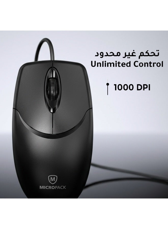 مايكروباك ماوس سلكي ضوئي Micropack M-101 - دقة 1000 DPI، واجهة USB 2.0، متوافق مع Windows و Mac - Image 4