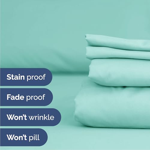 CGK Unlimited Queen Sheets Set 6 Piece - Includes 4 Pillowcases - Bed Sheets Queen Size - Soft Hotel Luxury Bedding - Cooling, Comfy, Cozy & Breathable - 1 Flat, 1 Fitted & 4 Pillowcases w/ Deep Pockets - Spa Blue - Image 5