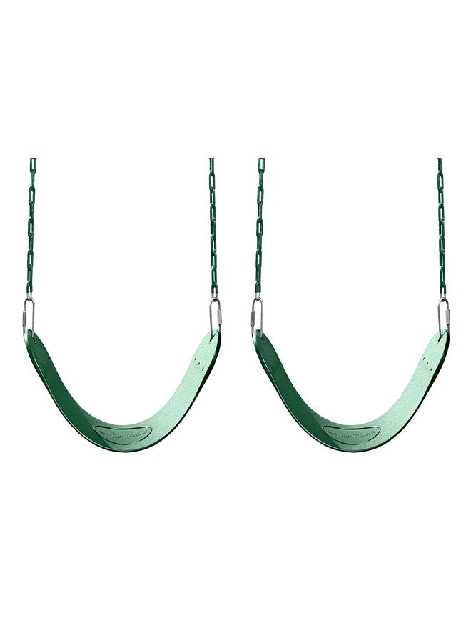 Swing-N-Slide WS 4761 Heavy Duty Swing Seat Set of Outdoor Playground Swings with Coated Chains & Quick Links, Green, Pack of 2 - Image 1