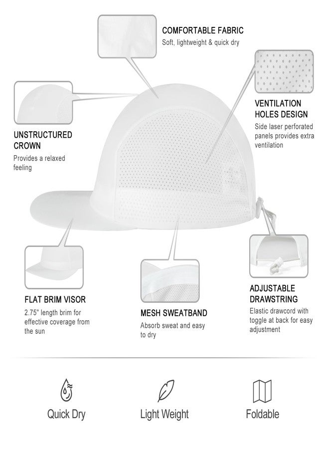 VOBOOM قبعة بيسبول غير مهيكلة من VOBOOM، ذات حافة مسطحة، سريعة الجفاف، مناسبة للرياضات الخارجية للرجال والنساء (أبيض) - Image 5