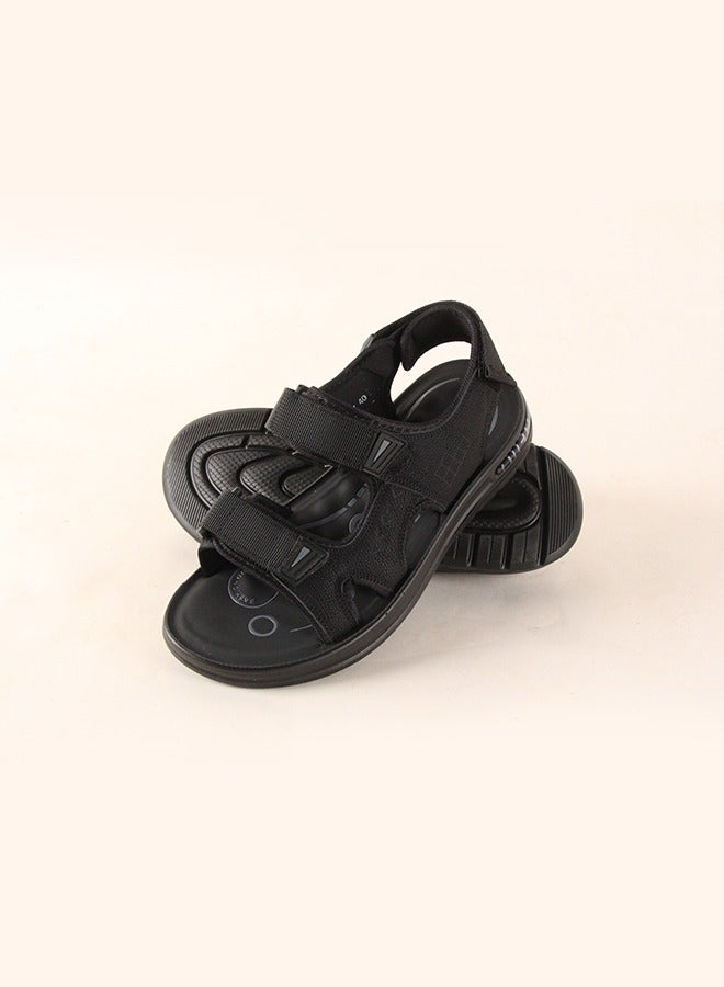 بوتيل 40-45 حجم كبير من الرجال السود فيلكرو الصنادل - تنفس أسفل لينة ومريحة ، ومناسبة في الهواء الطلق ، الشاطئ ، والأنشطة الترفيهية - Image 1