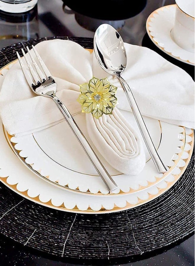 Napkin Rings Alloy Hollow Out Flower Ring Napkin Holder Adornment Exquisite Household Floral Rhinestone Napkins Rings Set of 8  - Image 5