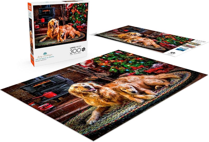 Buffalo Games - 300 Piece Jigsaw Puzzle - Dogs Under The Tree - Christmas Scene Puzzles for Adults and Families - Perfect for Dog Lovers - Image 4