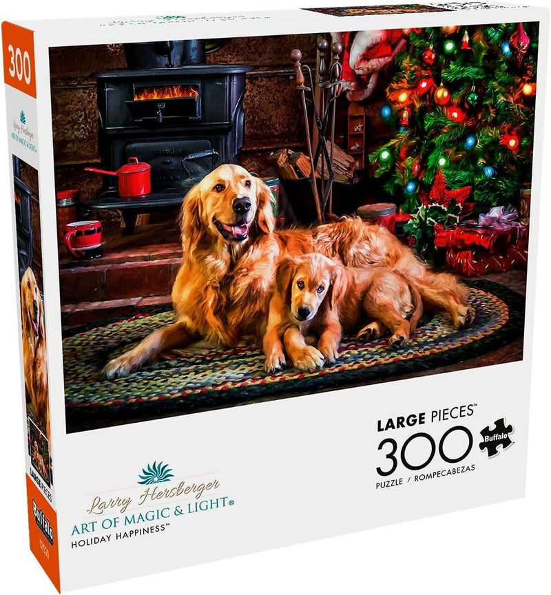 Buffalo Games - 300 Piece Jigsaw Puzzle - Dogs Under The Tree - Christmas Scene Puzzles for Adults and Families - Perfect for Dog Lovers - Image 1
