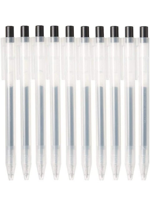 Smooth Gel Ink Ballpoint Pen Knock Type 10-Pieces Set, 0.5 Mm Nib Size, Black