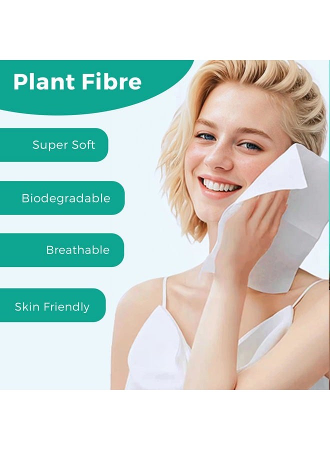 ONLYCARE Disposable Face Towel, Biodegradable Face Towels, 10" x 12" Super Thick Soft Facial Towels, 50 Count Face Towelettes Disposable for Sensitive Skin, Makeup Remover Dry Wipes, 1 Pack - Image 2