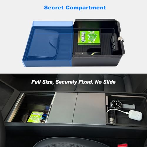 JVMA Center Console Organizer Full Size and Armrest Organizer for Tesla Model Y Juniper 2025 2026 and Model 3 Highland 20242026 US Patent - Image 3