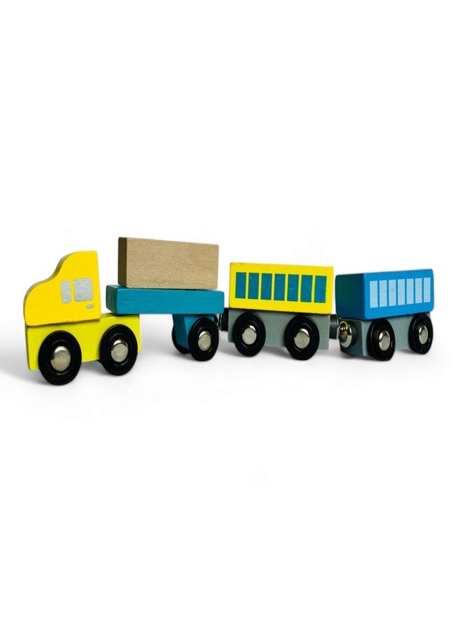 MarvelStore Wooden Magnetic Train Set, 4 Pieces, Educational Toy | Skill-Building Magnetic Wooden Trains | Deluxe Railway Set for Toddlers Kids Boys and Girls(Magnetic Train Style - 5) - Image 1