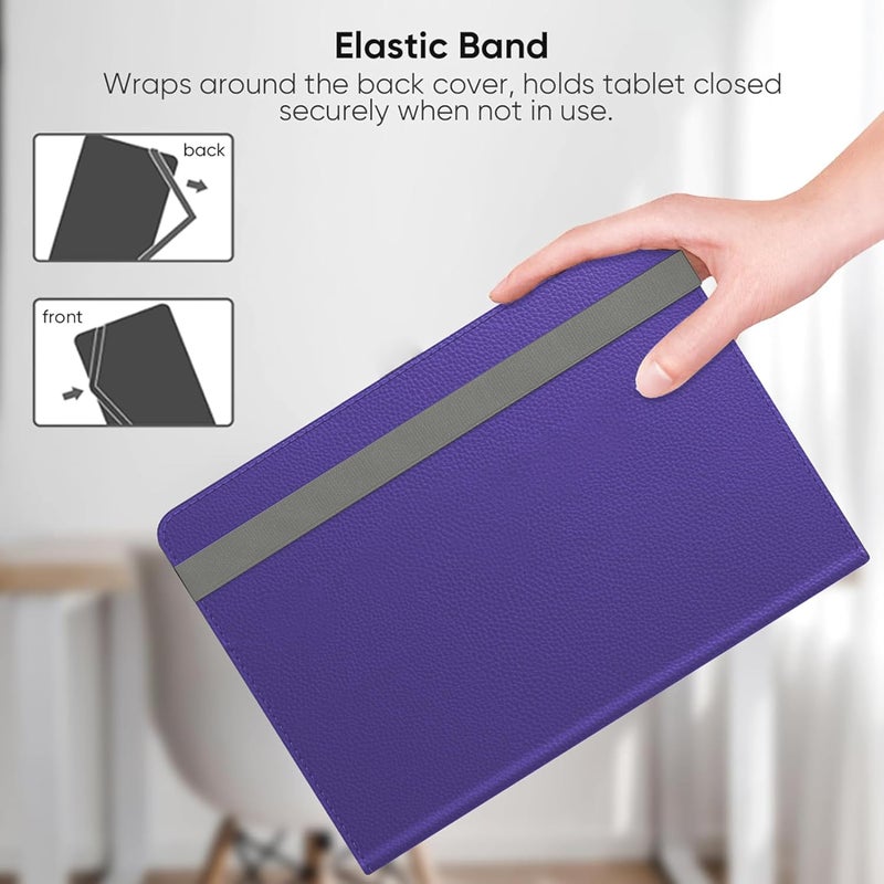 EKAM Universal Stand Folio Case Cover for All 8" Tablets (Fire HD 8, Lenovo Tab M8 8 inch, iPad Mini 5/4/3/2/1,iPad mini 6), PU Leather case Fit for all 8inch tablets (Purple) - Image 4