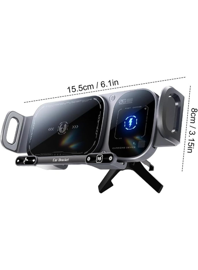 Azonee Wireless Charging Phone Holder, AZONEE Car Air Outlet Mount, Double Coil Design for Fast Charging, 360° Rotation Mobile Phone Holder for Car, Compatible with Straight & Folding Phones - Image 4