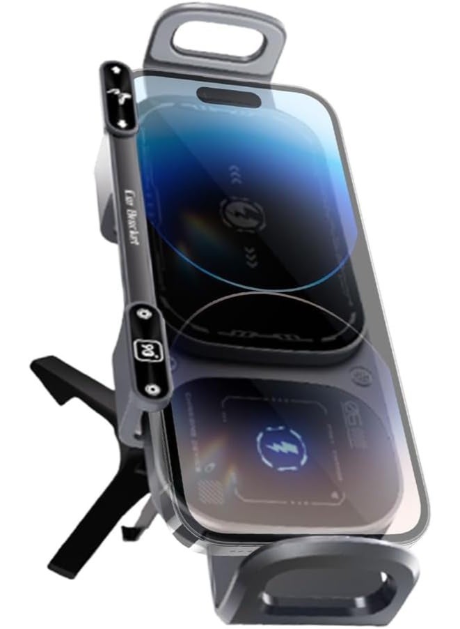 Azonee Wireless Charging Phone Holder, AZONEE Car Air Outlet Mount, Double Coil Design for Fast Charging, 360° Rotation Mobile Phone Holder for Car, Compatible with Straight & Folding Phones - Image 2