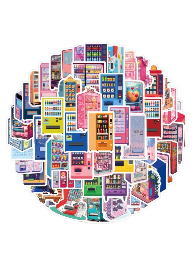 NIBEMINENT 60 Pcs Cartoon Vending Machine Deco Kit Waterproof Stickers, High Definition Printing Bright Colors, Suitable for Laptop Skateboard Luggage Water Bottle Guitar DIY - Image 1