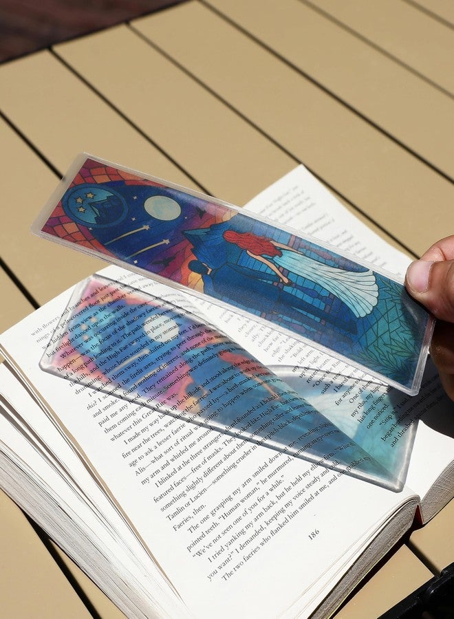 إيه أس في بي شوب فاصل كتاب زجاجي ملون مستوحى من سلسلة محكمة الليل (ACOTAR) - فاصل كتاب أكريليك شفاف | هدية لمحبي كتب الفانتازيا (ستارفول) - Image 2