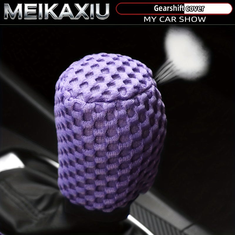 Orange 3D Breathable Mesh Car Gear Shift Cover Hand Grip Cover Gear Shifter Dust Cover - Image 2