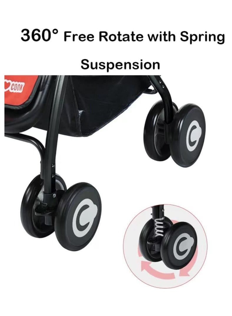 baobaohao عربة أطفال باوباوهوا التوأمية - حمراء - Image 3