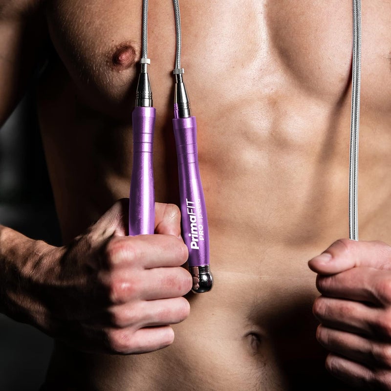 PrimaFit Jump Rope Pro Speed Skipping Rope Adjustable Adult Jumping Rope Weighted Aluminium Handles for Double Dutch Boxing Workout Crossfit Exercise Fitness Spare Cable Weights Protectors Carry Bag - Image 3