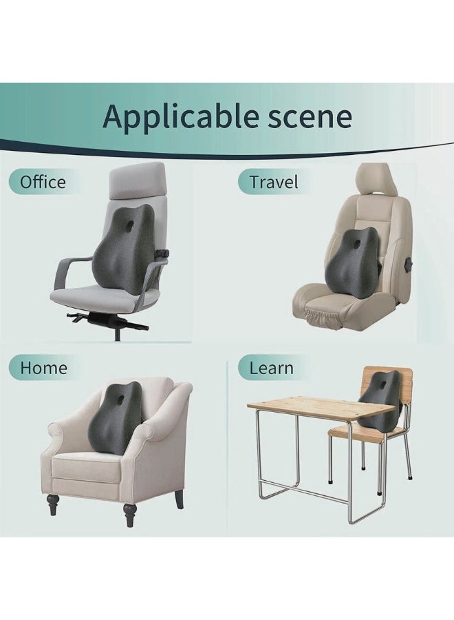وسادة دعم لكرسي المكتب والسيارة وكرسي الألعاب - مسند ظهر لتقويم العظام من إسفنج رغوة الذاكرة بتصميم مريح لتخفيف آلام مع غطاء شبكي. (رمادي داكن)