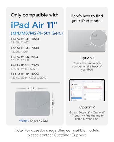 MOFT Dynamic Folio Case for iPad Air 11 M4 2026 M3 2025 M2 2024 iPad Air 109inch 5th 4th Generation 2022 2020 Slim Magnetic Stand Case with 20 Viewing AnglesCement x Sapphire - Image 3