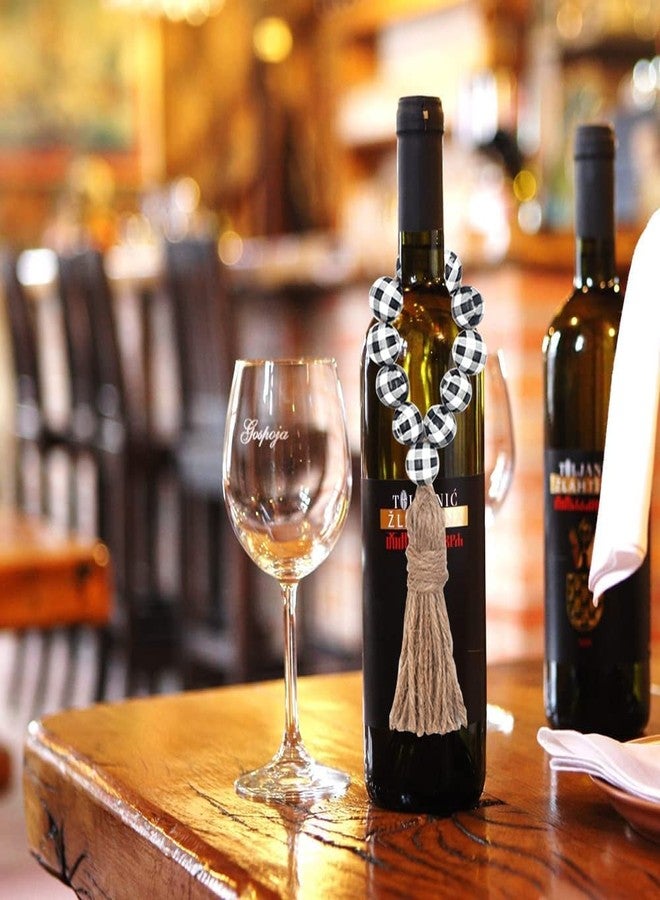 Metulip 150 Pcs Black & White Wooden Beads - 16mm Farmhouse Buffalo Wood Spacer Strip Plaid Beads for Craft & DIY Keychain Making - Image 4