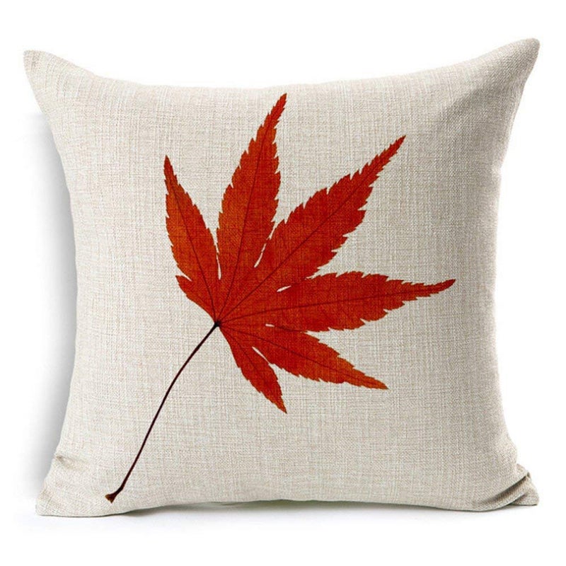 ليوه Leioh Decor Decor Cotton Leen Leaves Maple Leaf Decorations Decorations Coushion Coushion Covers 20 × 20 بوصة أريكة ديكور المنزل رمي وسادة لأغطية وسادة السرير 4 - Image 3
