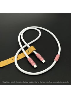 Generic Mobile Phone Color Matching Fast Charging Silicone Tablet IPhone Data Line Apple 16Pro Computer PD For IPad-Color:Snow Mountain White + Powder Shell + Slider-Line Length:0.5m (usb To Apple 8-14 Front/12w)  - Image 1