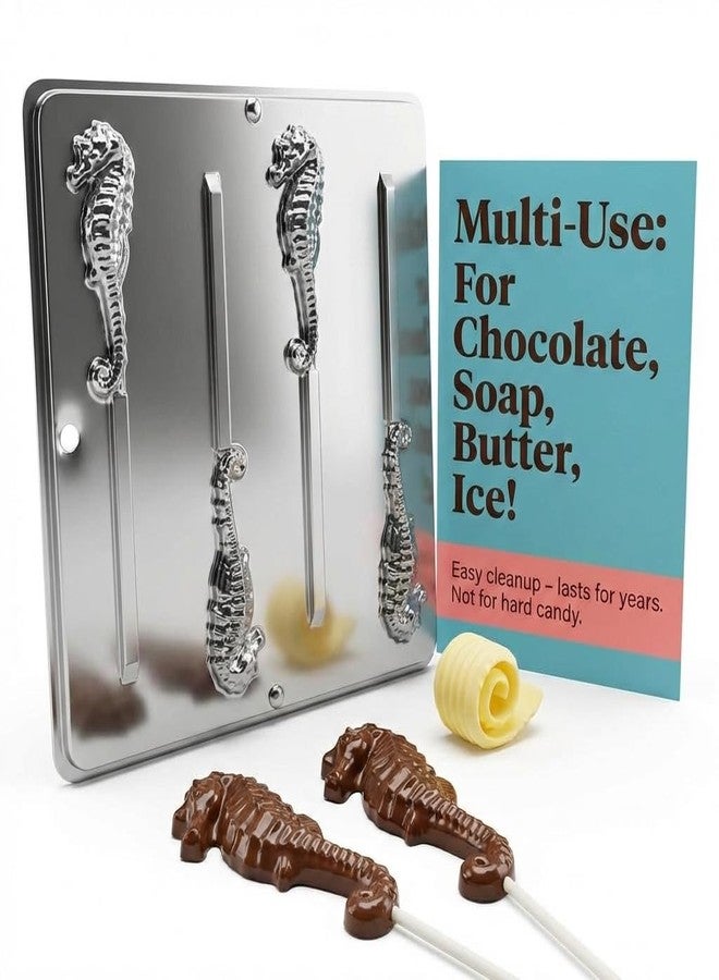 Lollipops Seahorse Lollipop Chocolate Candy Mold 3440 with 4 Cavities - Image 4