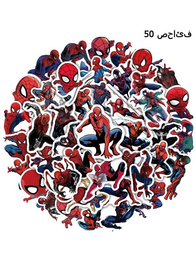 50 Pcs Spider-Man Theme Stickers - Vinyl Waterproof Stickers for Water Bottles Laptop Phone Computer Guitar, Gifts for Teens, Girls, Fans - Image 1