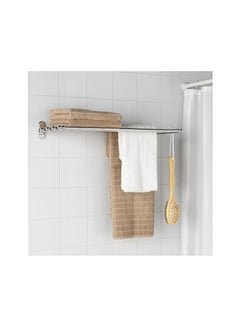 Generic Wall shelf with towel rail, chrome effect68x28 cm  - Image 2