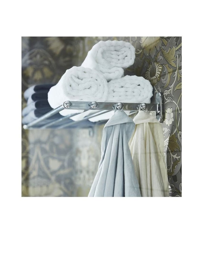 ماركة غير محددة - رف جداري مع سكة ​​تعليق مناشف، تأثير الكروم 68x28 سم - Image 1