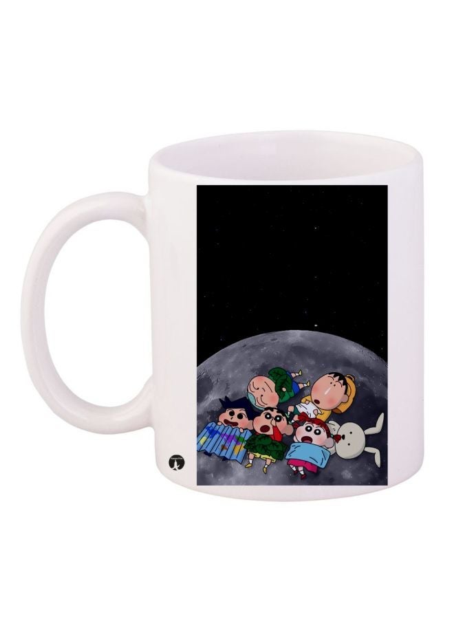 Shinchan Printed Coffee Mug White/Black/Green 11ounce