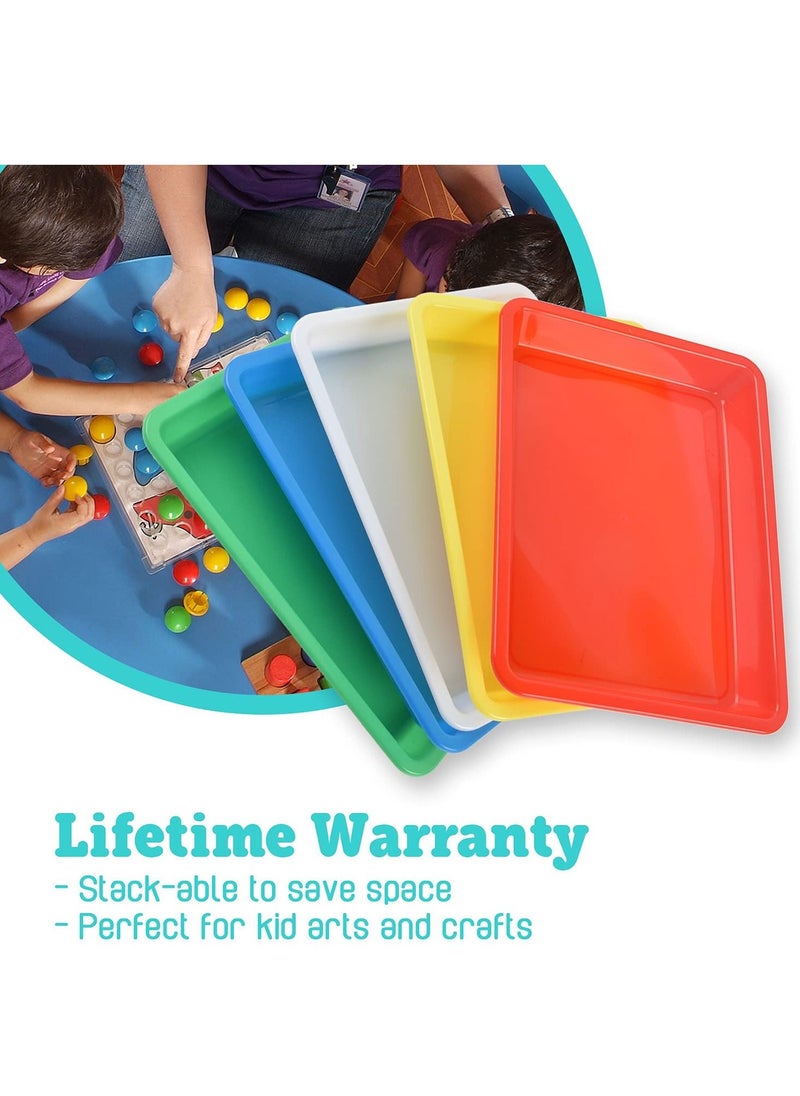 KASTWAVE Multicolor Plastic Art Trays, Activity Tray Crafts Organizer Tray Serving Tray for School Home Art and Crafts, DIY Projects, Painting, Beads, Organizing Supply (5 Color)  - Image 2