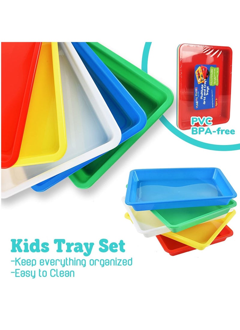 KASTWAVE Multicolor Plastic Art Trays, Activity Tray Crafts Organizer Tray Serving Tray for School Home Art and Crafts, DIY Projects, Painting, Beads, Organizing Supply (5 Color)  - Image 3