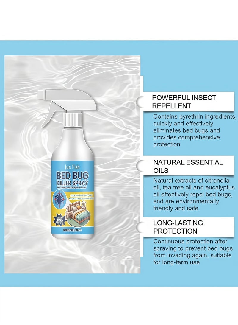 JUE-FISH Household Bed Bug Killer Spray, 120ml, Plant-Based Formula, Low Odor, Kills Cockroaches, Flies, Fleas, Fresh Scent, Stain-Free Insect Repellent - Image 5