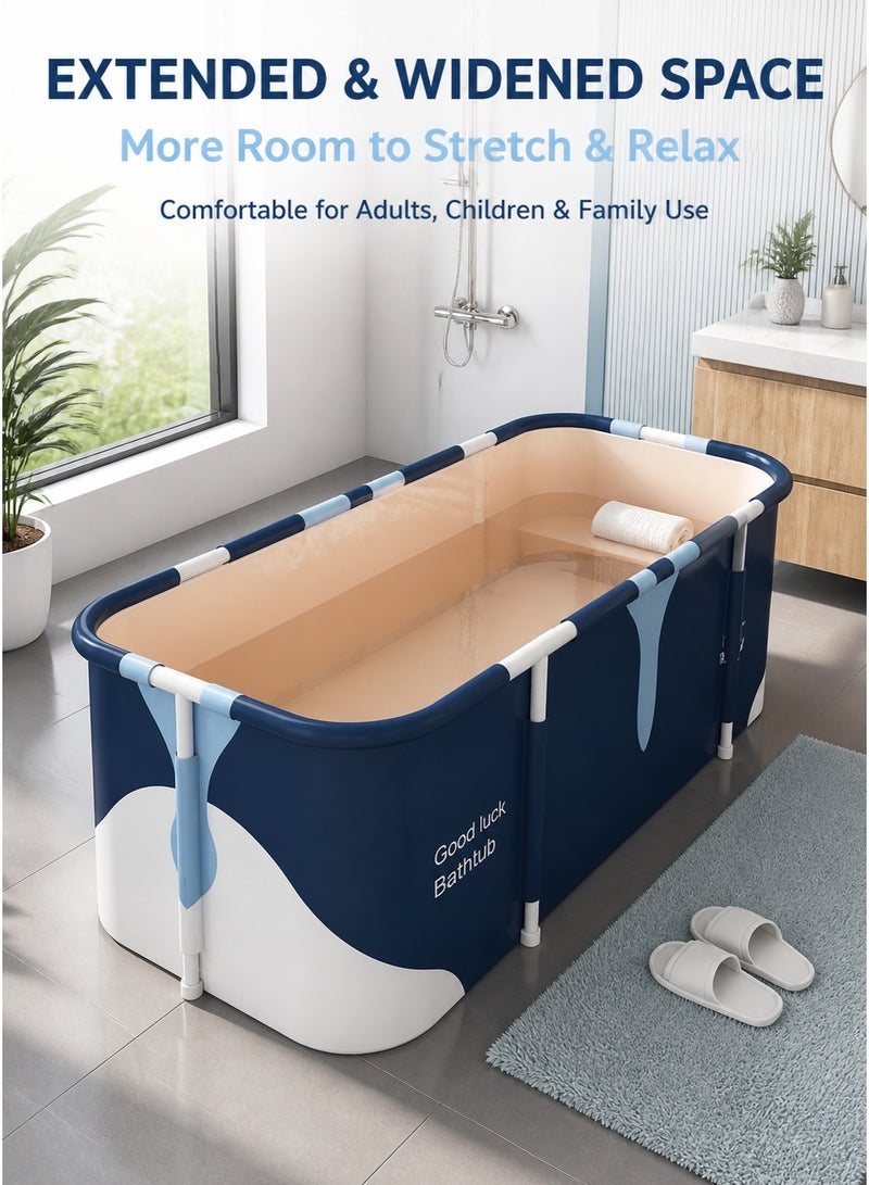 XiuWoo Portable Foldable Bathtub for Adults, Large Non-Inflatable Family SPA Soaking Tub Barrel with Thick Insulated Waterproof Layers, Freestanding Hot and Ice Bath Barrel with Storage Bag for Home Bathroom Shower - Image 4